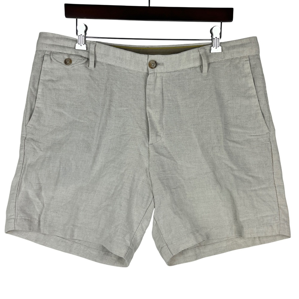 Banana Republic Linen Blend Shorts Men's 36 Beige 7" Inseam Summer Casual